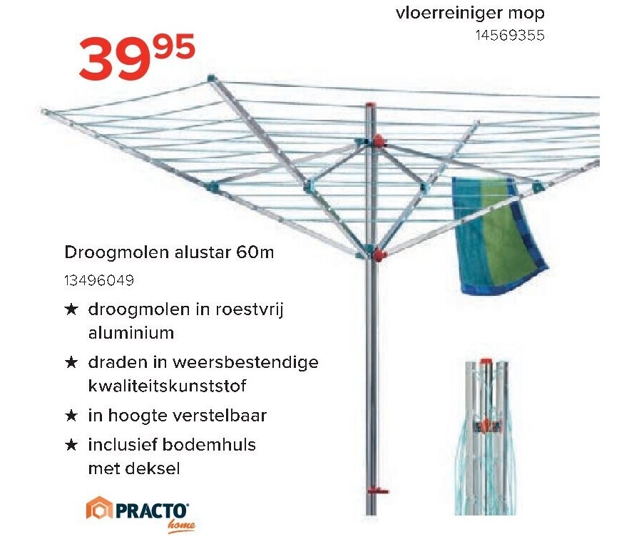 Droogmolen alustar 60m