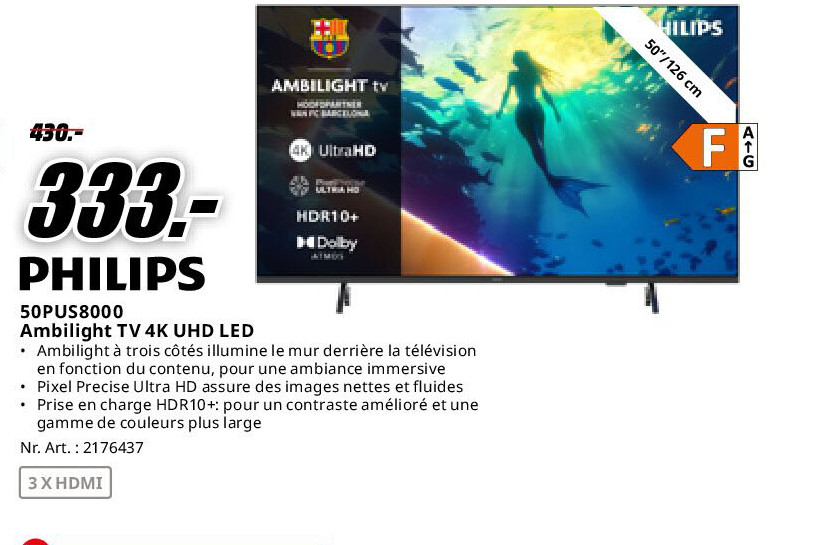 Philips 50PUS8000 Ambilight TV 4K UHD LED