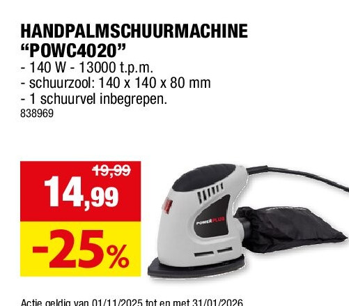 HANDPALMSCHUURMACHINE “POWC4020”