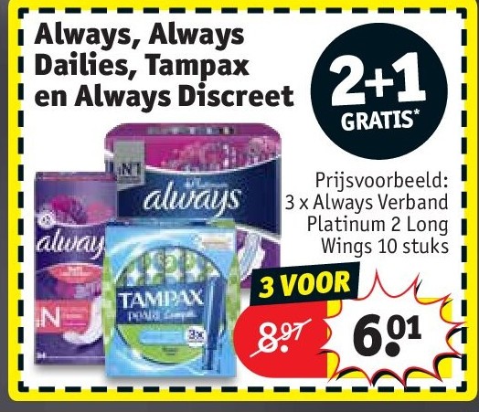 Always, Always Dailies, Tampax en Always Discreet