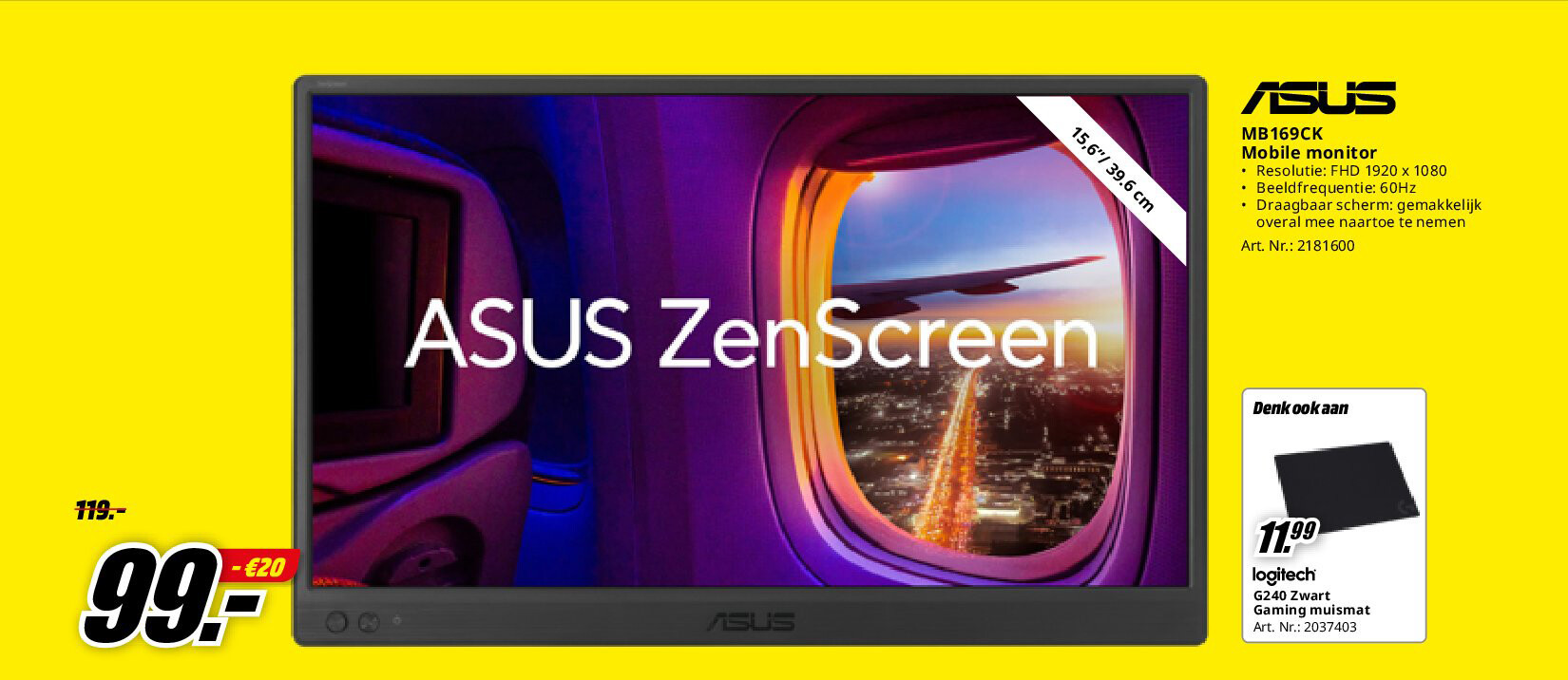 Asus MB169CK Mobile monitor