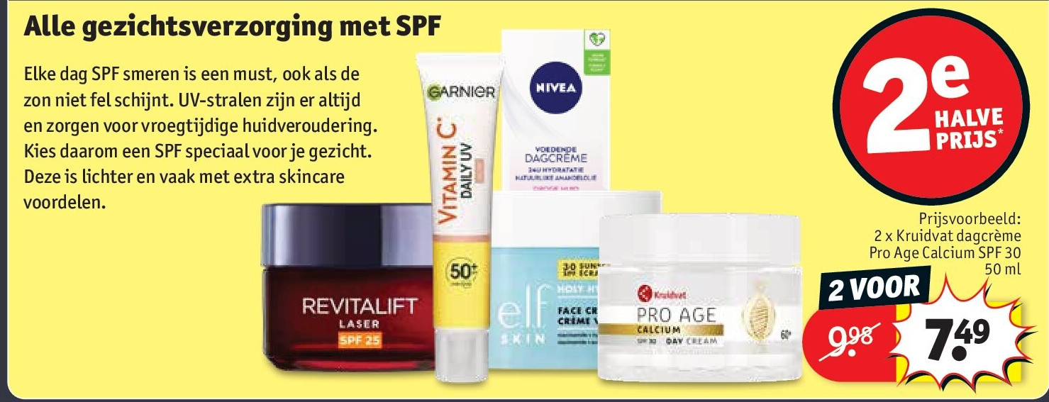 2 x Kruidvat dagcrème Pro Age Calcium SPF 30 50 ml