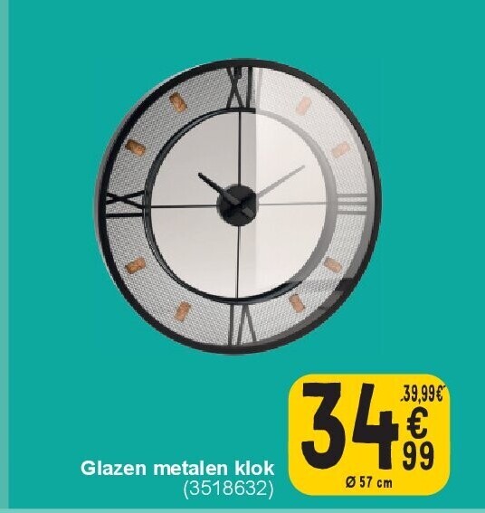 Glazen metalen klok