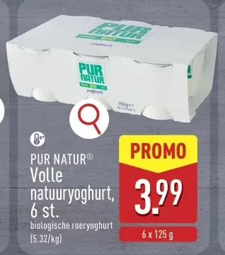 Volle natuuryoghurt, 6 st.