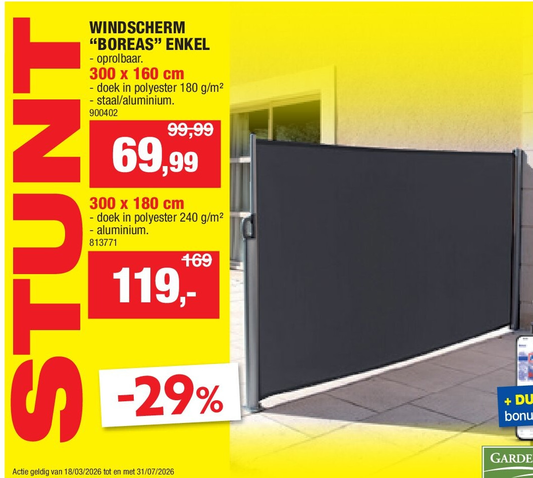 WINDSCHERM “BOREAS” ENKEL