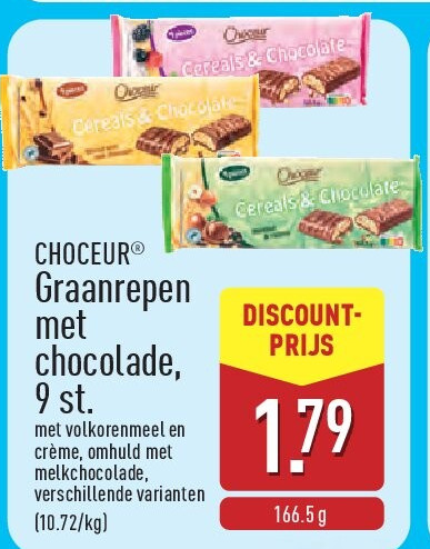 Graanrepen met chocolade, 9st.