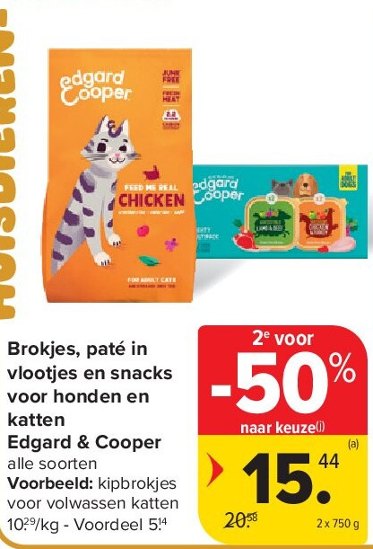 Brokjes, paté in vlootjes en snacks voor honden en katten Edgard & Cooper
