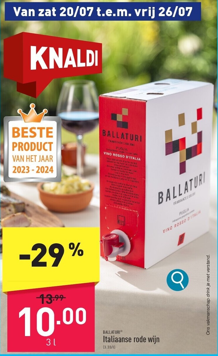 Italiaanse rode wijn 3 l, bag-in-box