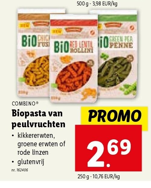 Biopasta van peulvruchten