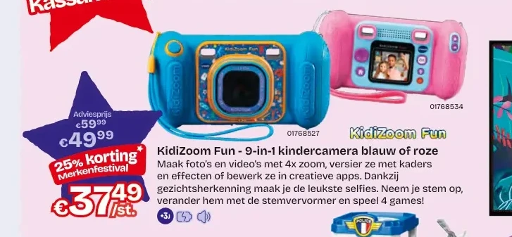 KidiZoom Fun - 9-in-1 kindercamera blauw of roze