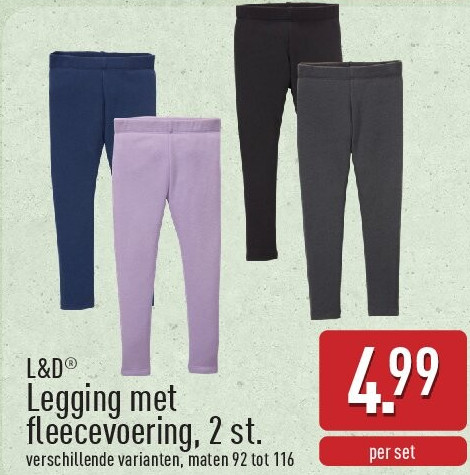 Legging met fleecevoering, 2st.