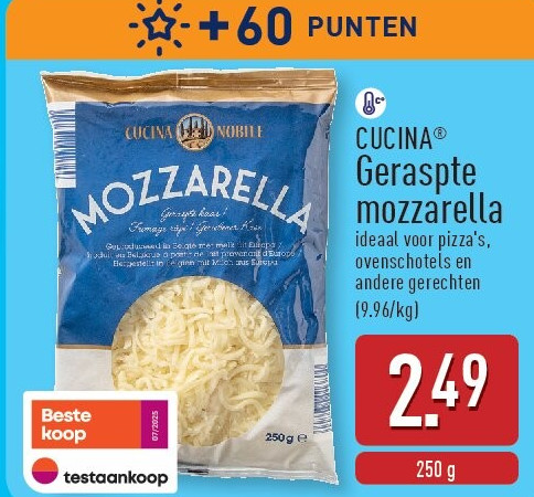 Geraspte mozzarella