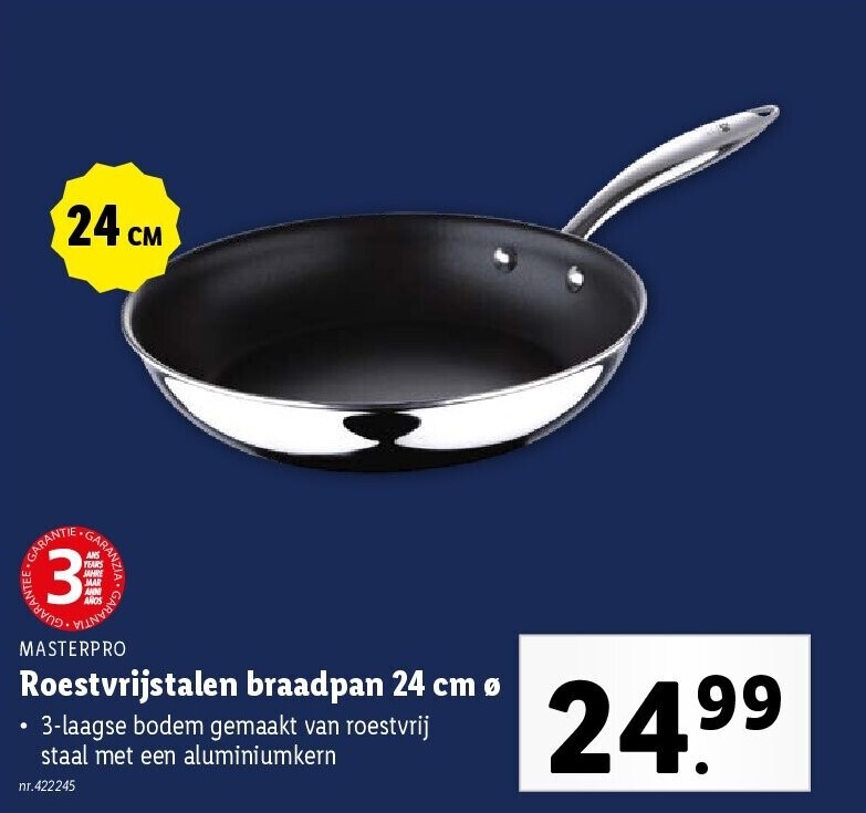 Roestvrijstalen braadpan 24 cm ø