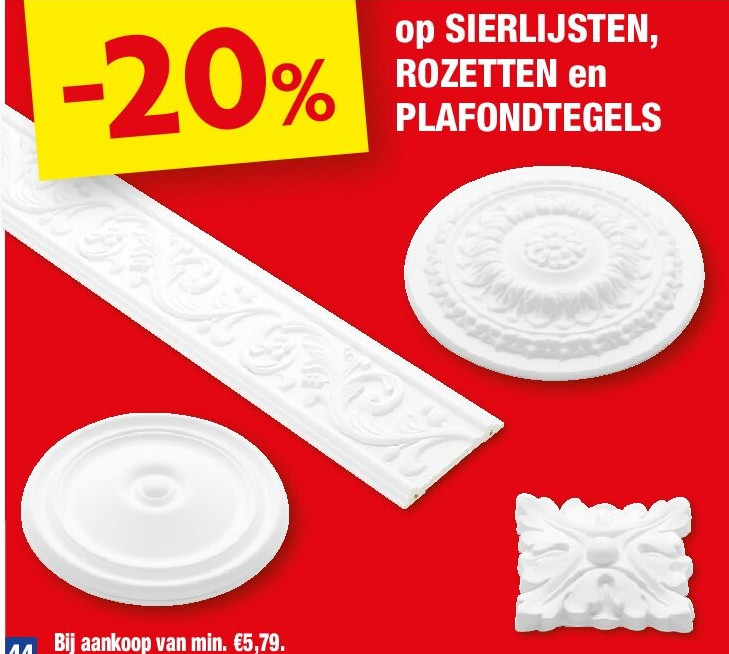 op SIERLIJSTEN, ROZETTEN en PLAFONDTEGELS
