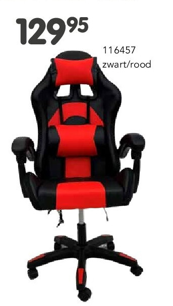 GAMINGSTOEL USB+licht zwart/rood