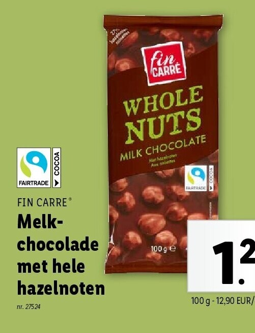 Melkchocolade met hele hazelnoten