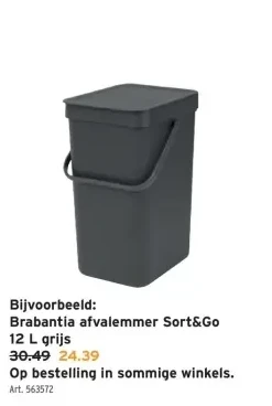 Brabantia afvalemmer Sort&Go 12 L grijs