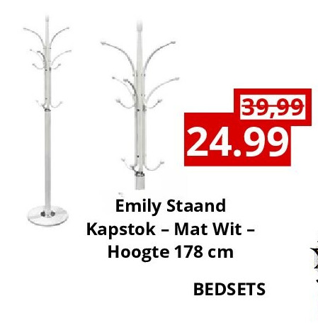 Emily Staand Kapstok – Mat Wit – Hoogte 178 cm