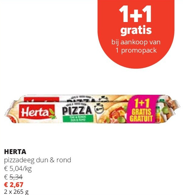 HERTA pizzadeeg dun & rond
