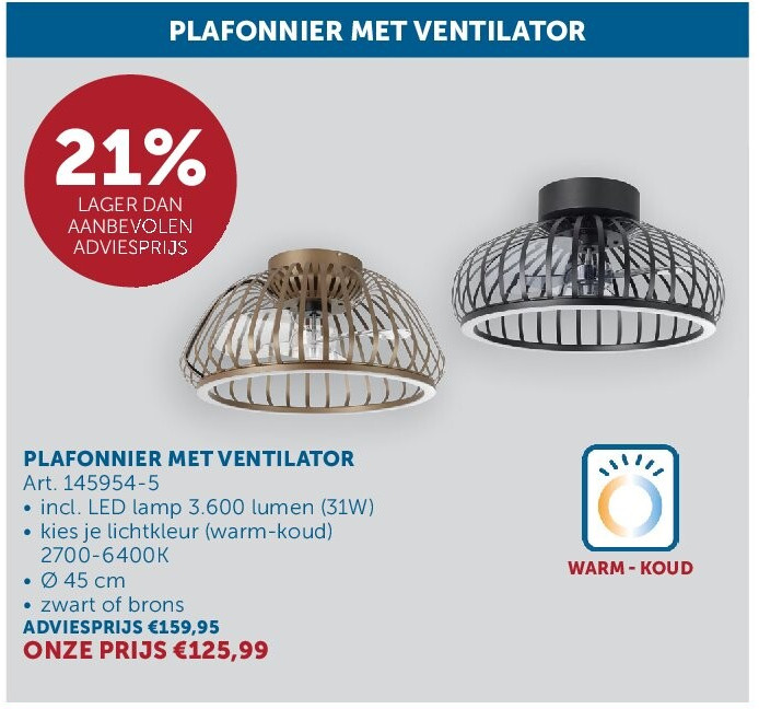 PLAFONNIER MET VENTILATOR