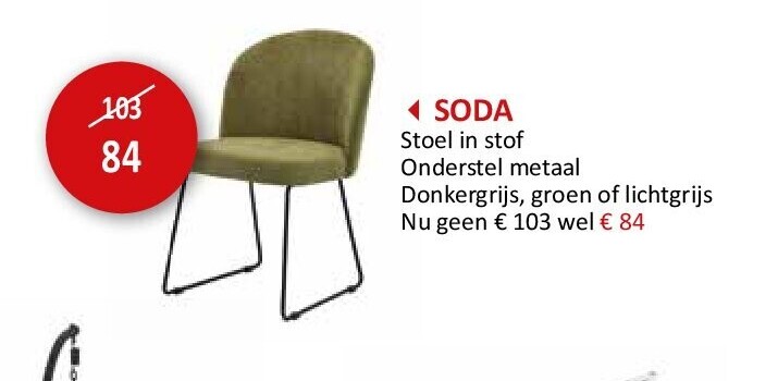 SODA Stoel in stof Onderstel metaal