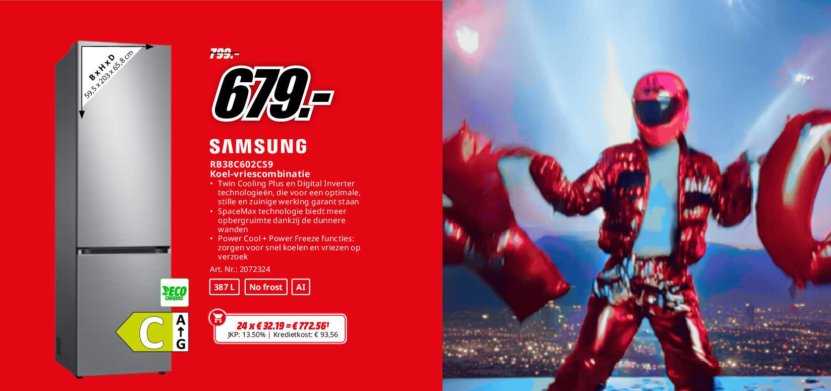 Samsung RB38C602CS9 Koel-vriescombinatie