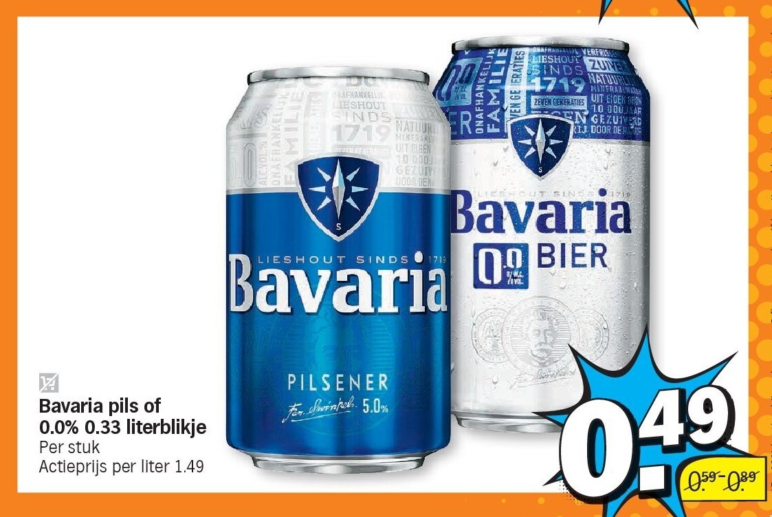 Bavaria pils of 0.0% 0.33 literblikje