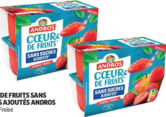 COEUR DE FRUITS SANS SUCRES AJOUTÉS POMME FRAISE 4 x 97 g
