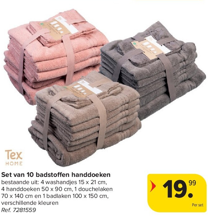 Set van 10 badstoffen handdoeken