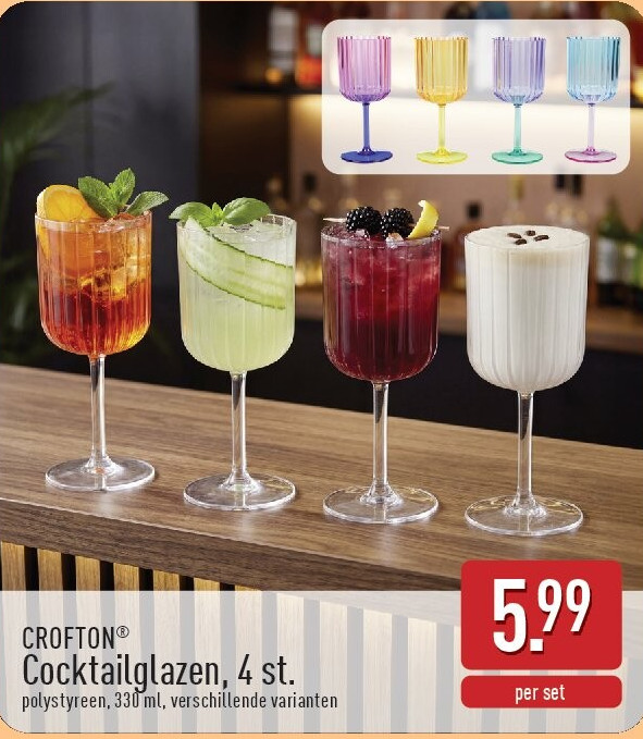 Cocktailglazen, 4st.