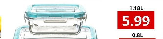 Glazen bewaardoos clipeat 1,18L