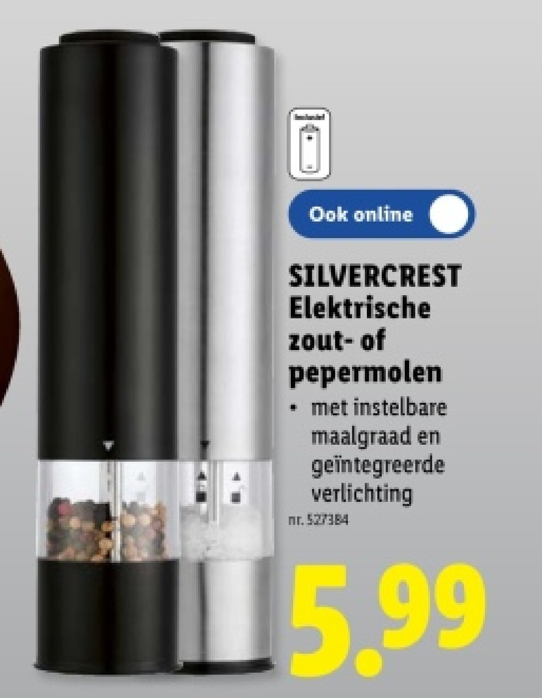 Elektrische zout-of pepermolen