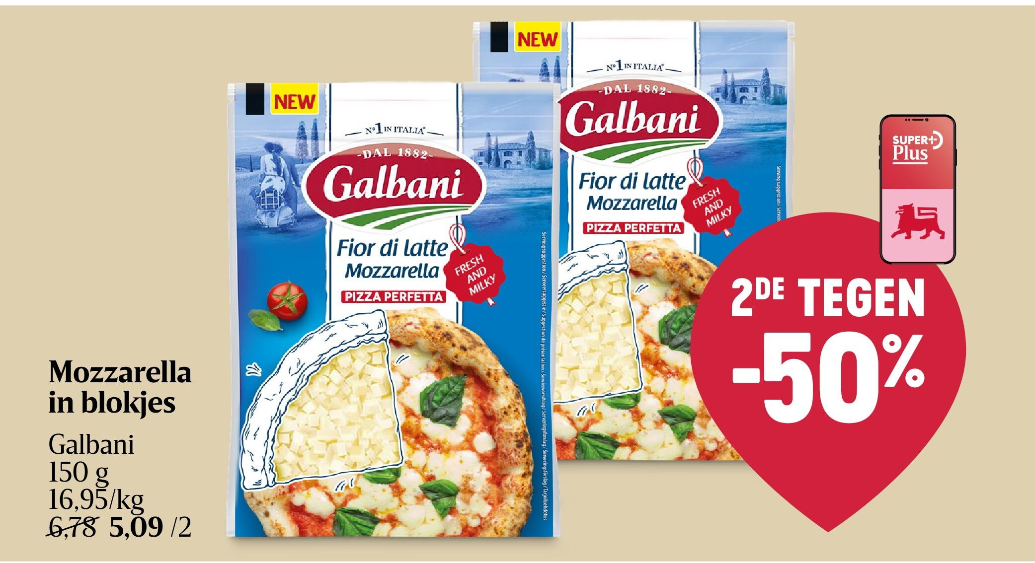 Mozzarella in blokjes