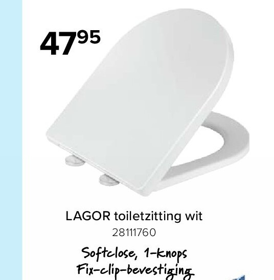 LAGOR toiletzitting wit 28111760 Softclose, 1-knops Fix-clip-bevestiging