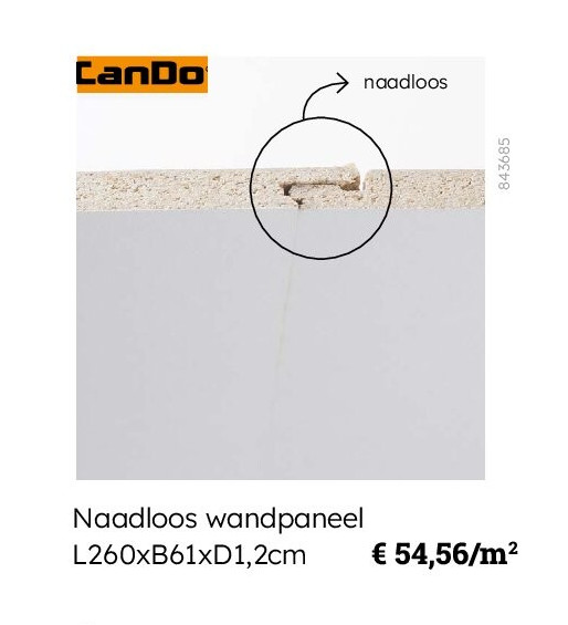 Naadloos wandpaneel L260xB61xD1,2cm