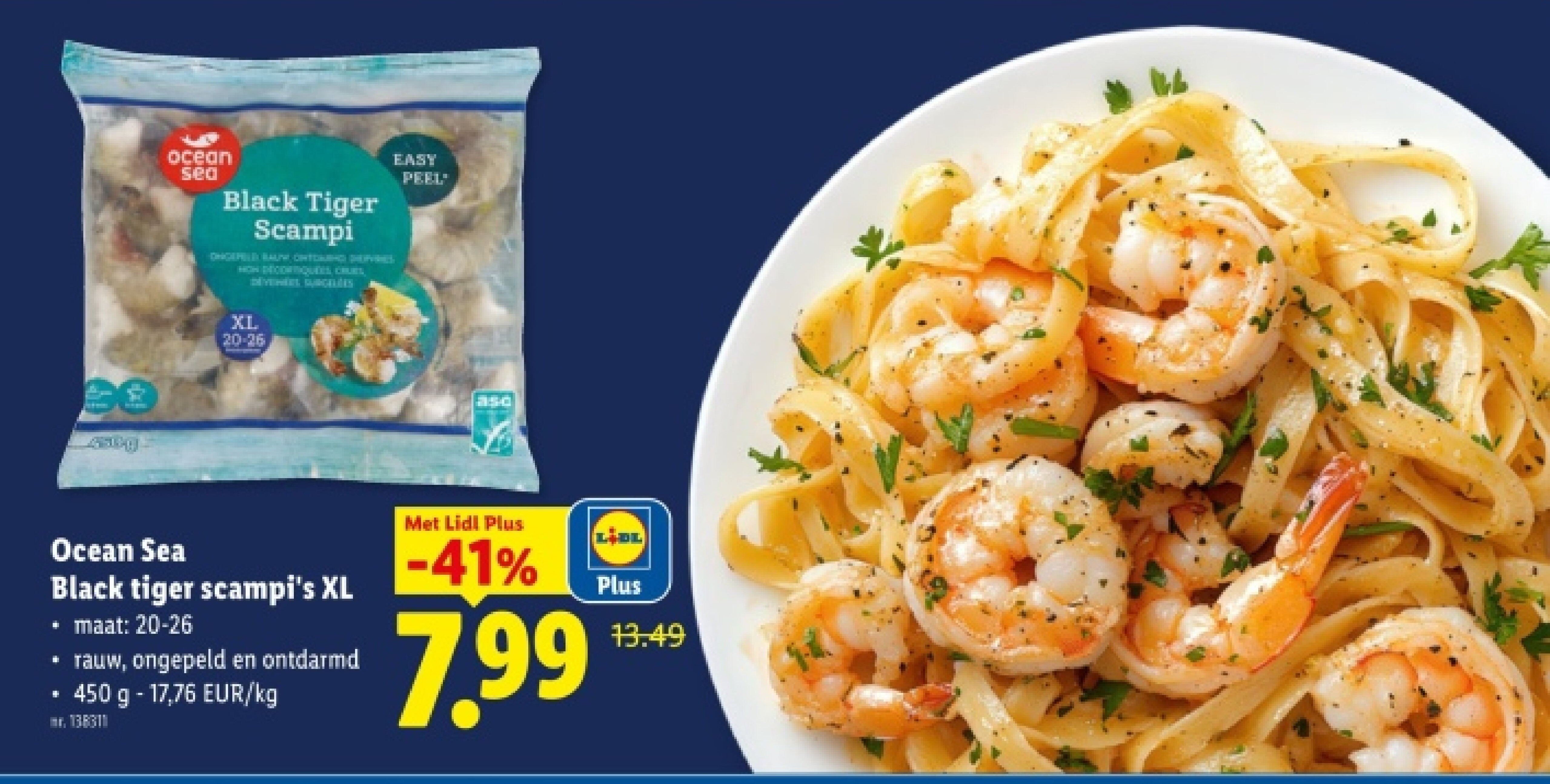 Black tiger scampi's XL