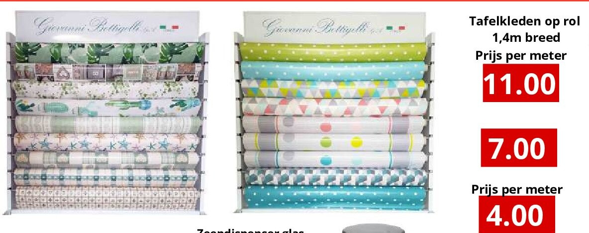 Tafelkleden op rol 1,4m breed Prijs per meter 9.99