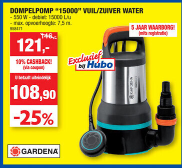 DOMPELPOMP "15000" VUIL/ZUIVER WATER