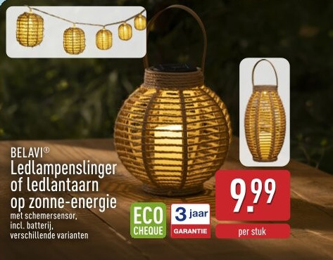 Ledlampenslinger of ledlantaarn op zonne-energie