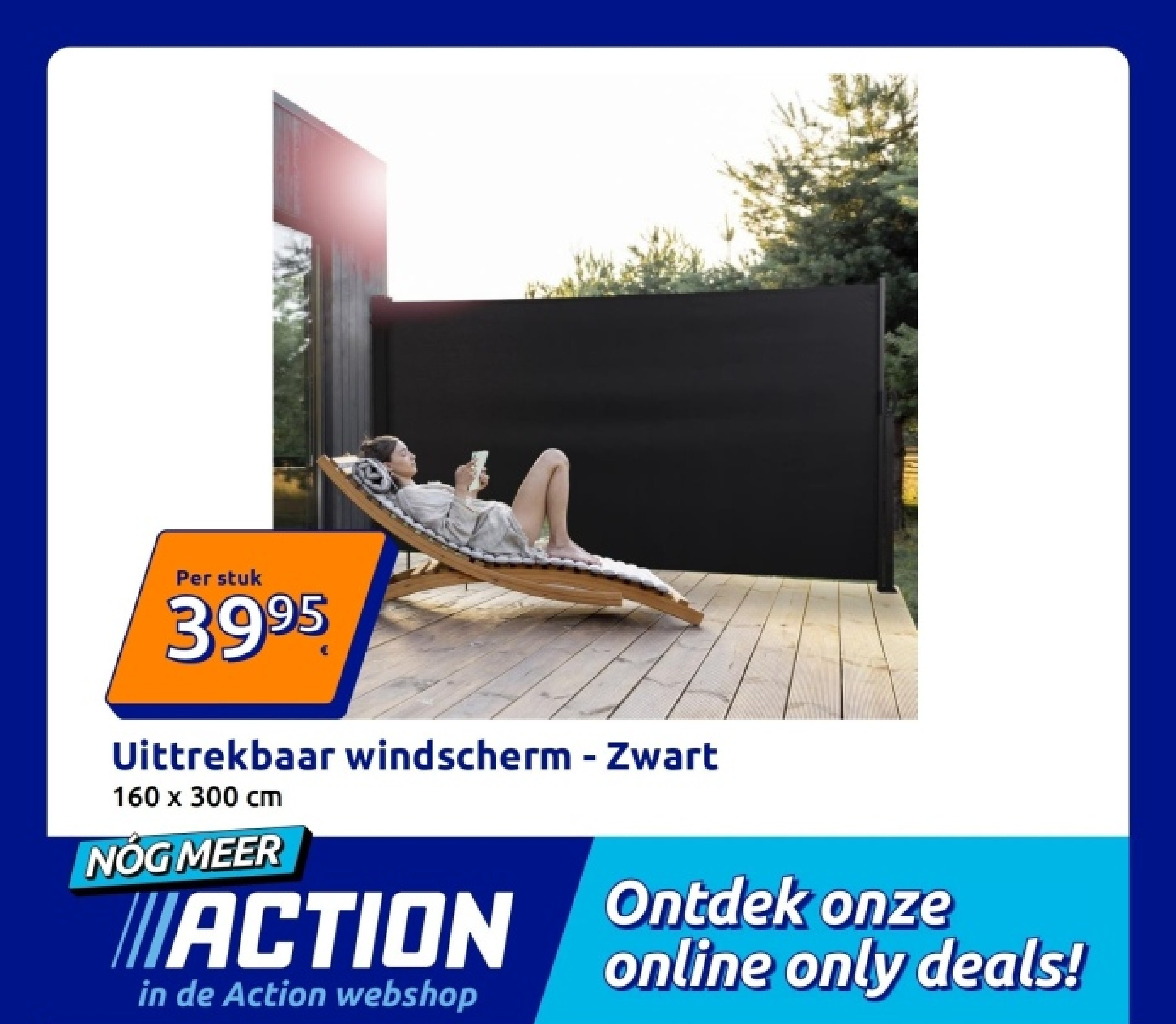 Uittrekbaar windscherm - Zwart