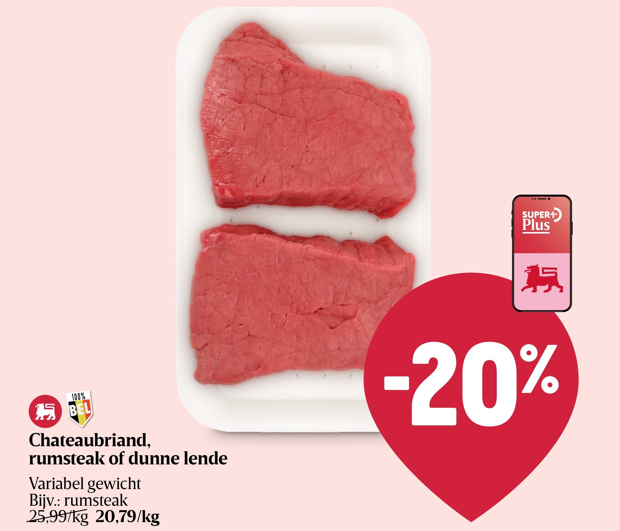 Chateaubriand, rumsteak of dunne lende