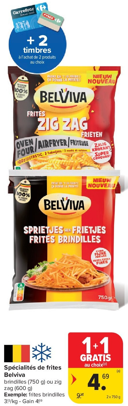 Spécialités de frites Belviva 2 x 750 g