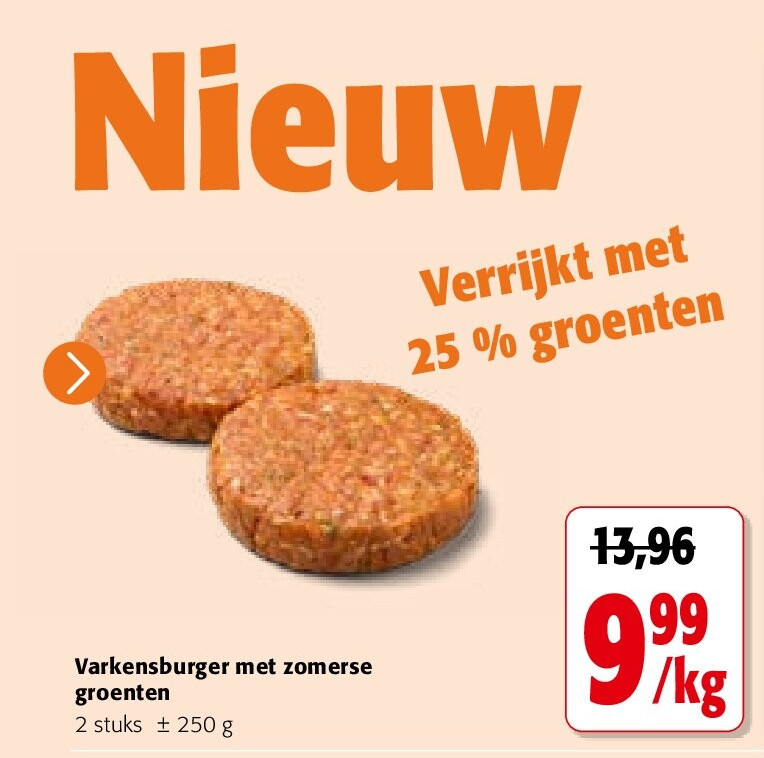 Varkensburger met zomerse groenten