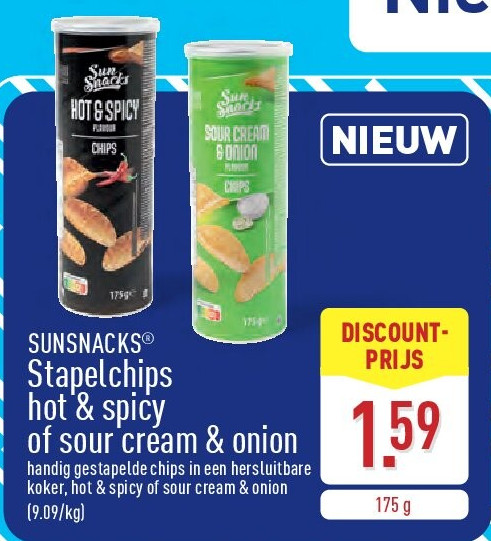 Stapelchips hot & spicy of sour cream & onion