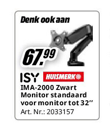 IMA-2000 Zwart Monitor standaard voor monitor tot 32’’