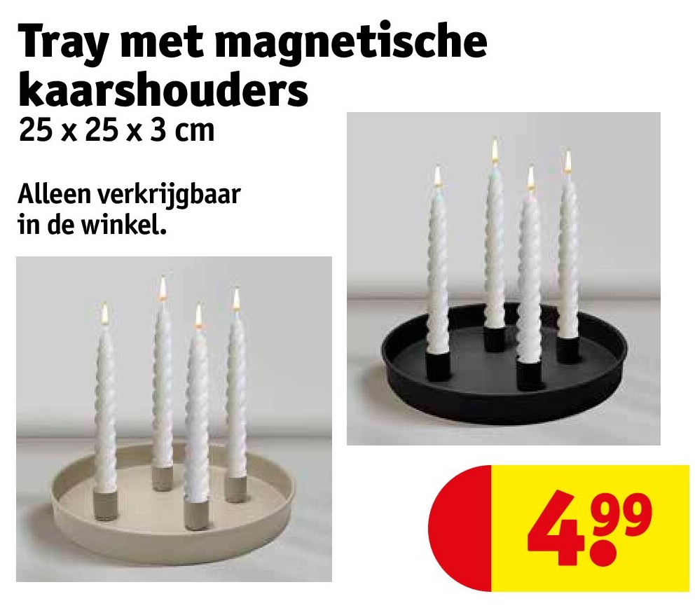 Tray met magnetische kaarshouders