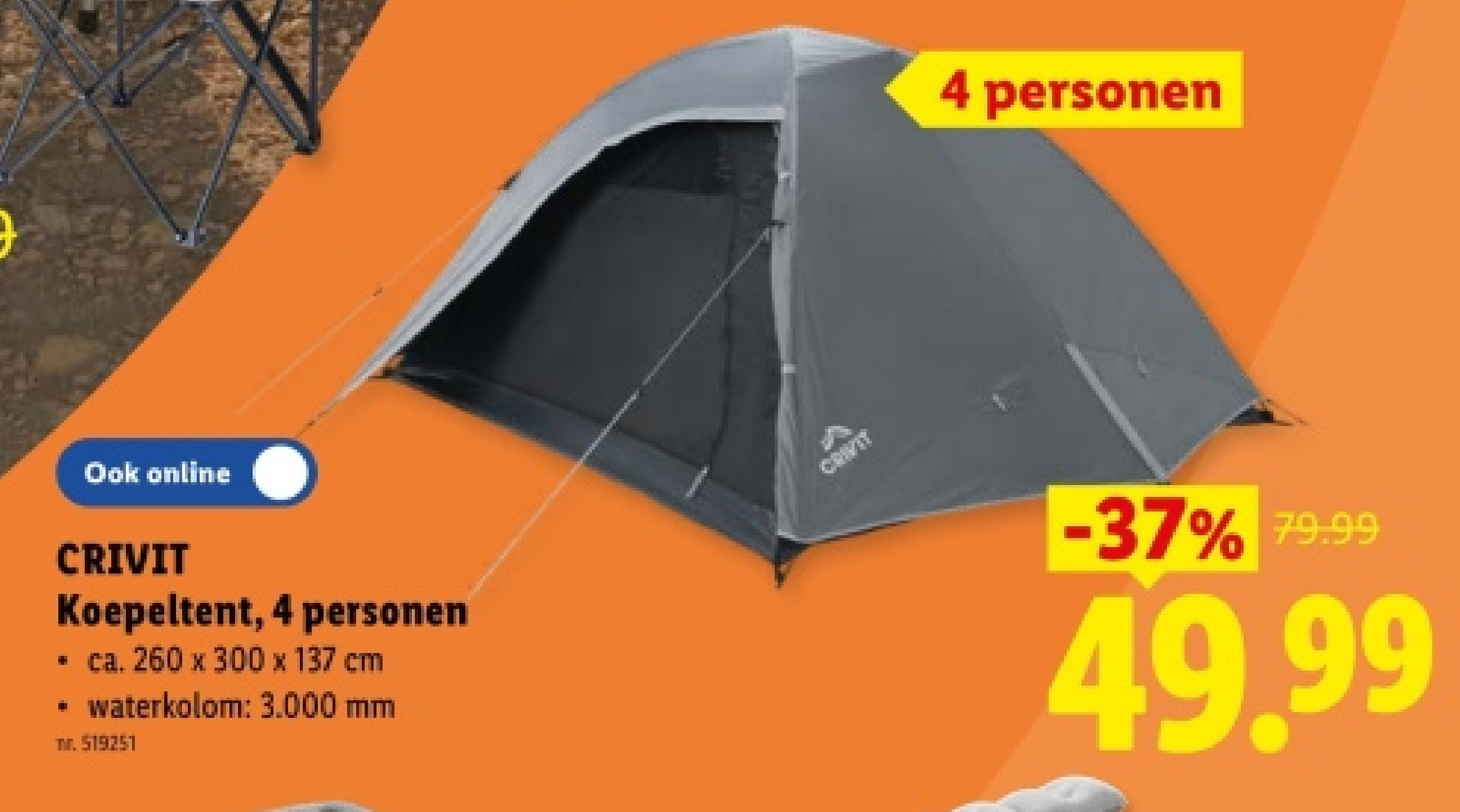 Koepeltent, 4 personen