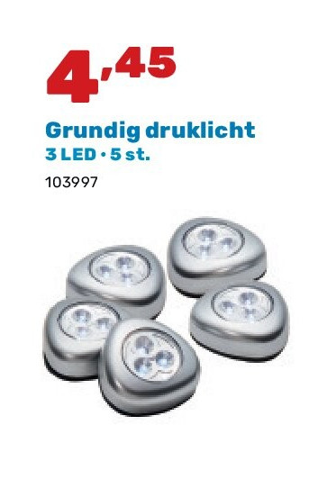 Grundig druklicht 3 LED • 5 st.