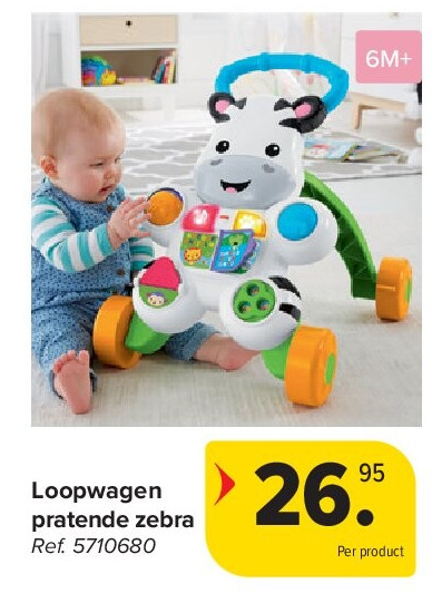 Loopwagen pratende zebra