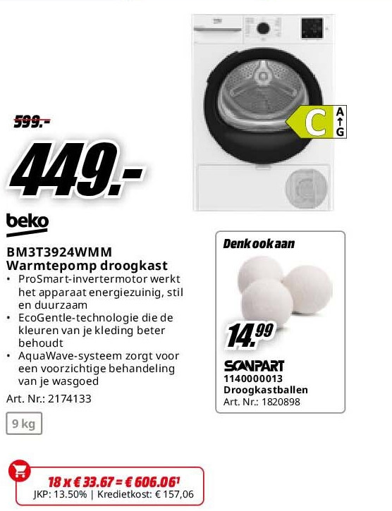 Beko BM3T3924WMM Warmtepomp droogkast